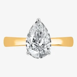 (I / Si2) Womens 2 CT. Lab Grown White Diamond Pear Solitaire Engagement Ring