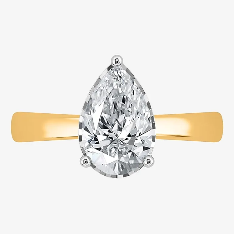 (I / Si2) Womens 2 CT. Lab Grown White Diamond Pear Solitaire Engagement Ring