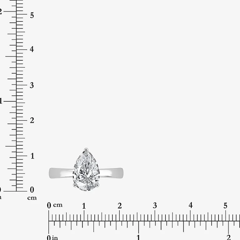 (I / Si2) Womens 2 CT. Lab Grown White Diamond Pear Solitaire Engagement Ring