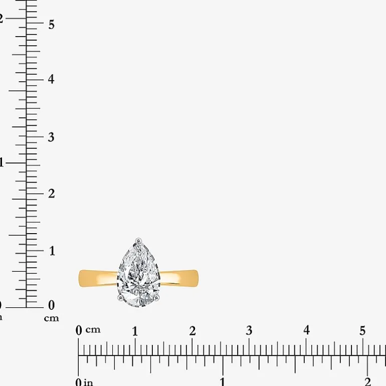 (I / Si2) Womens 2 CT. Lab Grown White Diamond Pear Solitaire Engagement Ring