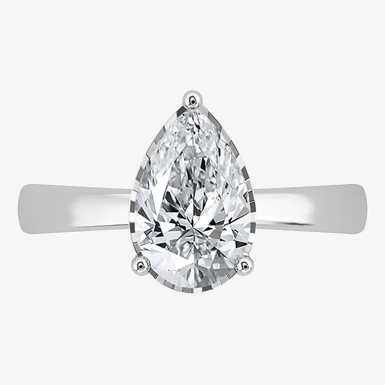(I / Si2) Womens 2 CT. Lab Grown White Diamond Pear Solitaire Engagement Ring