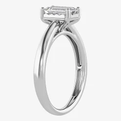 (I / Si2) Womens 1 CT. Lab Grown White Diamond Sterling Silver Solitaire Engagement Ring