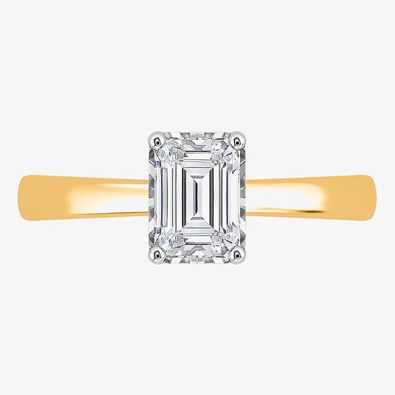 (I / Si2) Womens 1 CT. Lab Grown White Diamond Sterling Silver Solitaire Engagement Ring