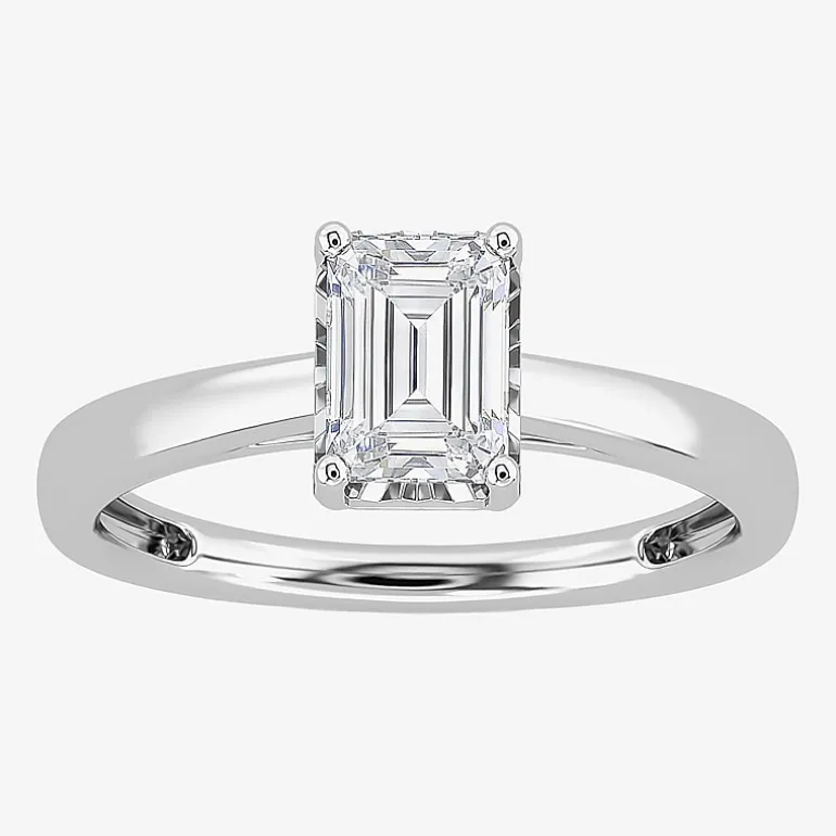 (I / Si2) Womens 1 CT. Lab Grown White Diamond Sterling Silver Solitaire Engagement Ring