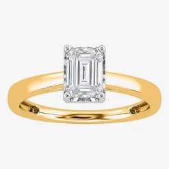 (I / Si2) Womens 1 CT. Lab Grown White Diamond Sterling Silver Solitaire Engagement Ring