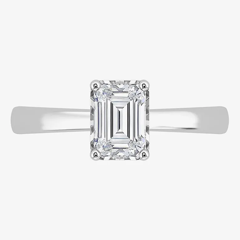 (I / Si2) Womens 1 CT. Lab Grown White Diamond Sterling Silver Solitaire Engagement Ring