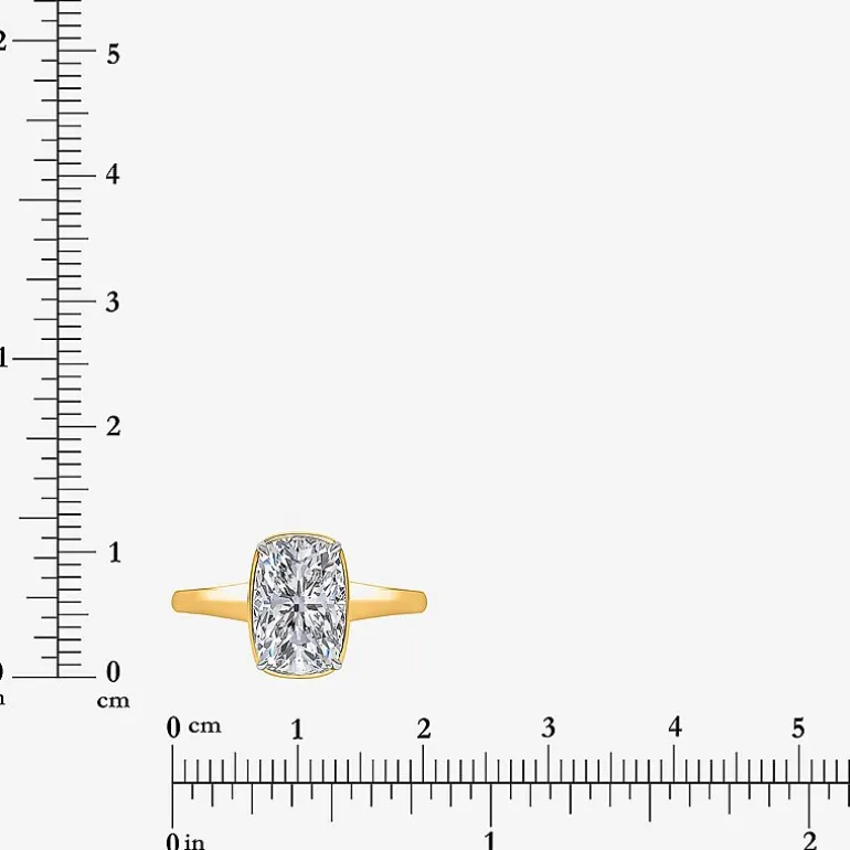 (I / Si2) Womens 3 CT. Lab Grown White Diamond 14K Gold Cushion Solitaire Engagement Ring
