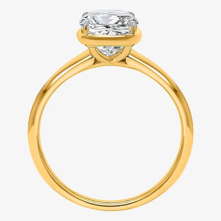 (I / Si2) Womens 3 CT. Lab Grown White Diamond 14K Gold Cushion Solitaire Engagement Ring