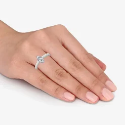 (I / Si2) Womens 1 CT. Lab Grown White Diamond Sterling Silver Marquise Solitaire Engagement Ring