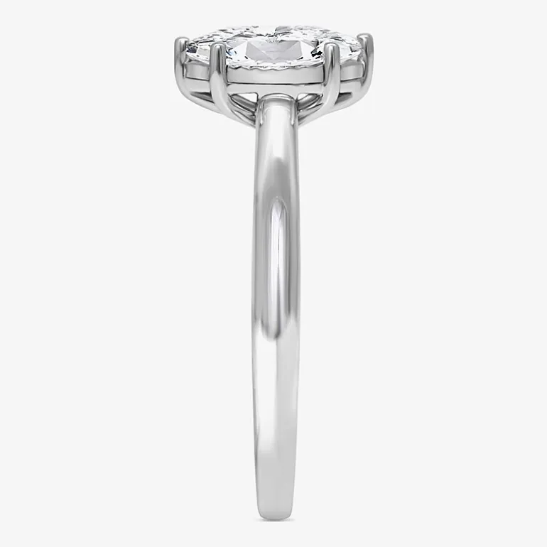 (I / Si2) Womens 1 CT. Lab Grown White Diamond Sterling Silver Marquise Solitaire Engagement Ring