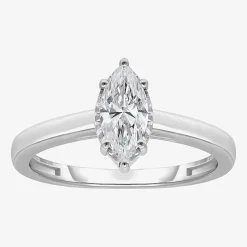 (I / Si2) Womens 1 CT. Lab Grown White Diamond Sterling Silver Marquise Solitaire Engagement Ring