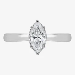 (I / Si2) Womens 1 CT. Lab Grown White Diamond Sterling Silver Marquise Solitaire Engagement Ring