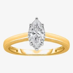 (I / Si2) Womens 1 CT. Lab Grown White Diamond Sterling Silver Marquise Solitaire Engagement Ring