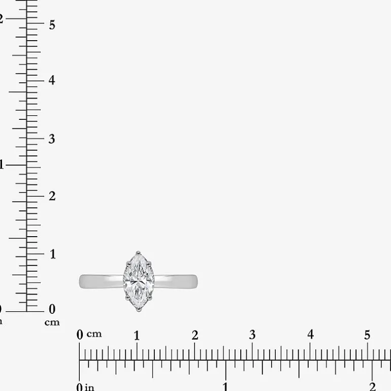 (I / Si2) Womens 1 CT. Lab Grown White Diamond Sterling Silver Marquise Solitaire Engagement Ring