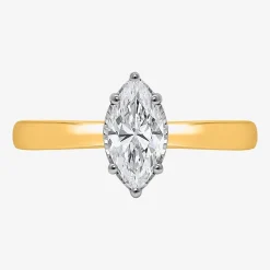 (I / Si2) Womens 1 CT. Lab Grown White Diamond Sterling Silver Marquise Solitaire Engagement Ring