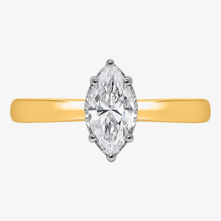 (I / Si2) Womens 1 CT. Lab Grown White Diamond Sterling Silver Marquise Solitaire Engagement Ring
