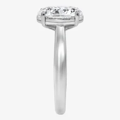 (I / Si2) Womens 2 CT. Lab Grown White Diamond Oval Solitaire Side Stone Engagement Ring