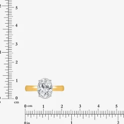 (I / Si2) Womens 2 CT. Lab Grown White Diamond Oval Solitaire Side Stone Engagement Ring