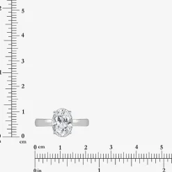 (I / Si2) Womens 2 CT. Lab Grown White Diamond Oval Solitaire Side Stone Engagement Ring