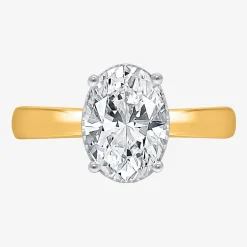 (I / Si2) Womens 2 CT. Lab Grown White Diamond Oval Solitaire Side Stone Engagement Ring