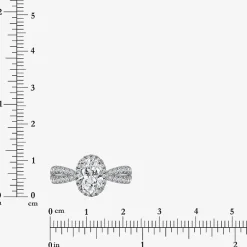 (I / Si2) Womens 2 1/2 CT. T.W. Lab Grown White Diamond Sterling Silver Oval Side Stone Halo Engagement Ring