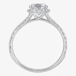 (I / Si2) Womens 2 1/2 CT. T.W. Lab Grown White Diamond Sterling Silver Oval Side Stone Halo Engagement Ring