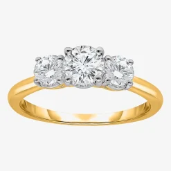 (I / Si2) Womens 1 CT. T.W. Lab Grown White Diamond Sterling Silver Round 3-Stone Engagement Ring