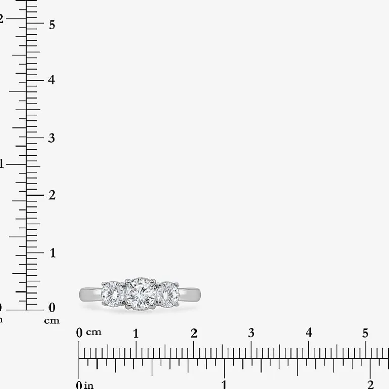 (I / Si2) Womens 1 CT. T.W. Lab Grown White Diamond Sterling Silver Round 3-Stone Engagement Ring