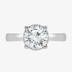 (I / Si2) Womens 2 CT. T.W. Lab Grown White Diamond Sterling Silver Round Solitaire Engagement Ring