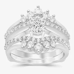 (I / Si2) Womens 1 CT. T.W. Lab Grown White Diamond 14K Gold Ring Guard