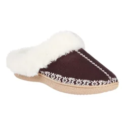 Isotoner Clara Emroidered Microsuede Hoodback Womens Memory Foam Clog Slippers