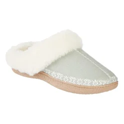 Isotoner Clara Emroidered Microsuede Hoodback Womens Memory Foam Clog Slippers