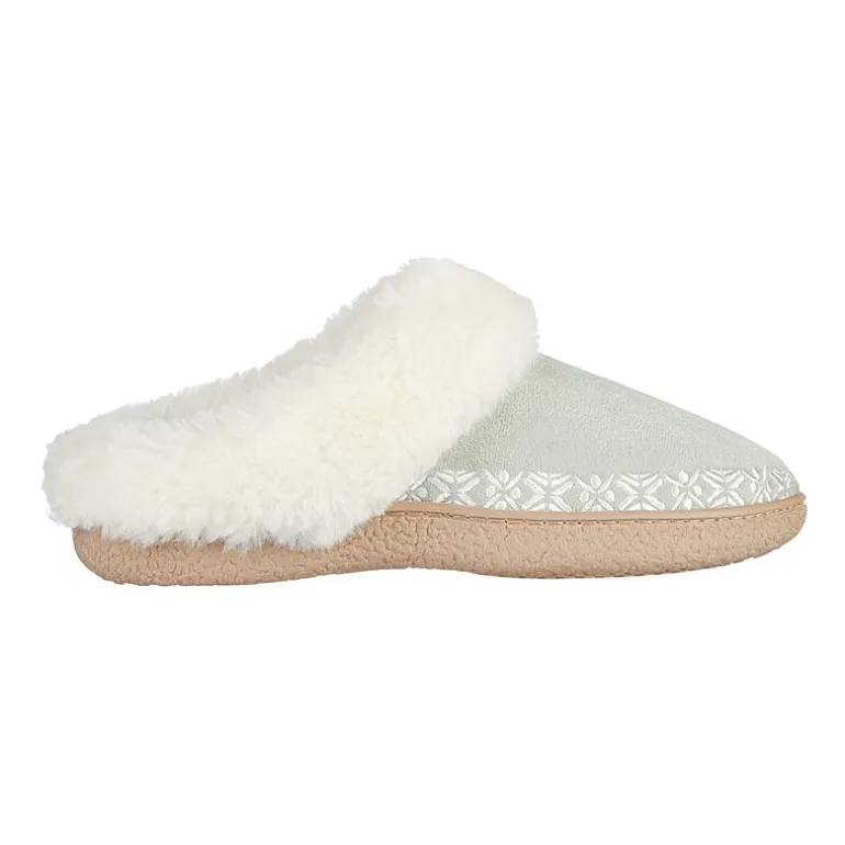 Isotoner Clara Emroidered Microsuede Hoodback Womens Memory Foam Clog Slippers