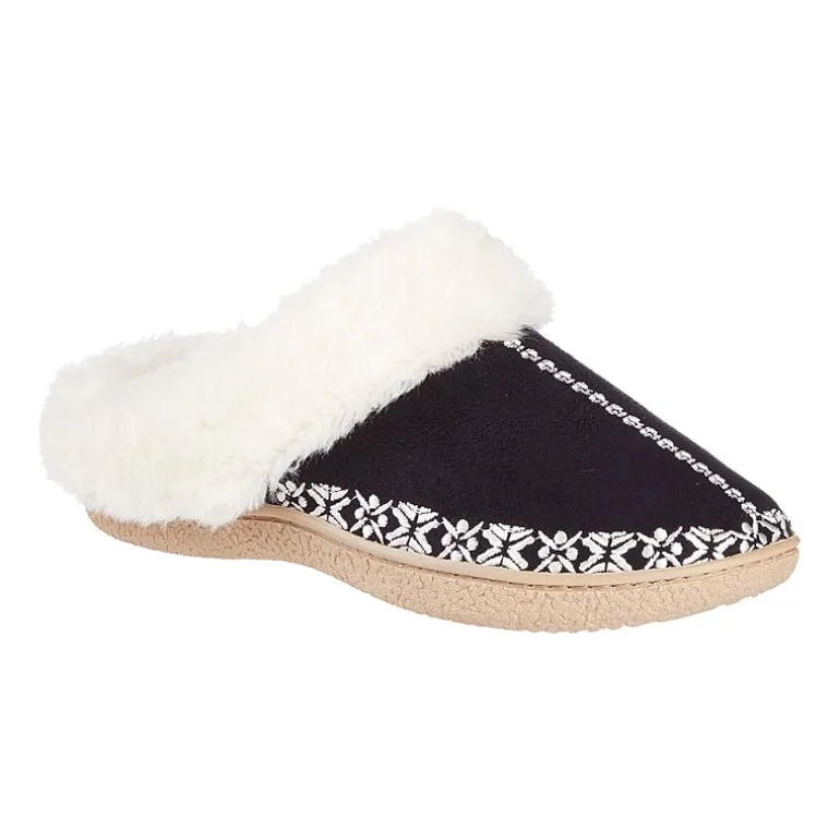 Isotoner Clara Emroidered Microsuede Hoodback Womens Memory Foam Clog Slippers