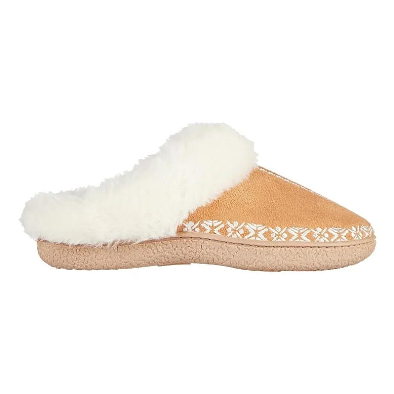 Isotoner Clara Emroidered Microsuede Hoodback Womens Memory Foam Clog Slippers