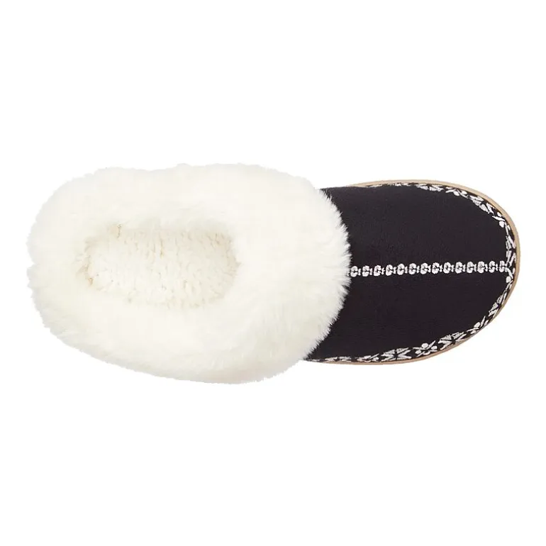 Isotoner Clara Emroidered Microsuede Hoodback Womens Memory Foam Clog Slippers