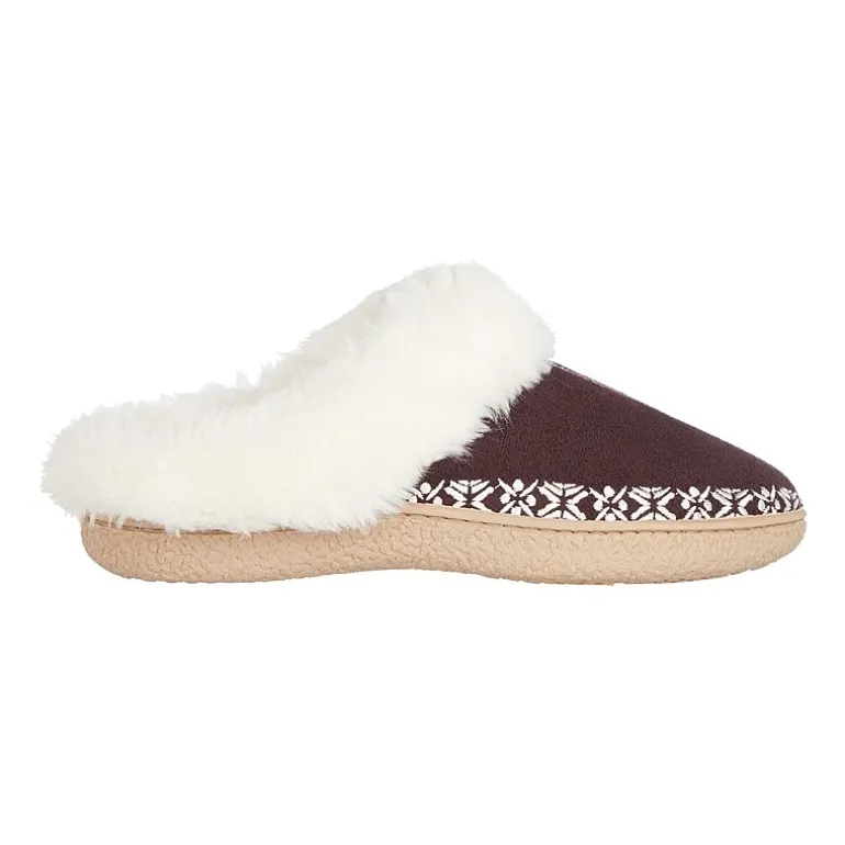 Isotoner Clara Emroidered Microsuede Hoodback Womens Memory Foam Clog Slippers