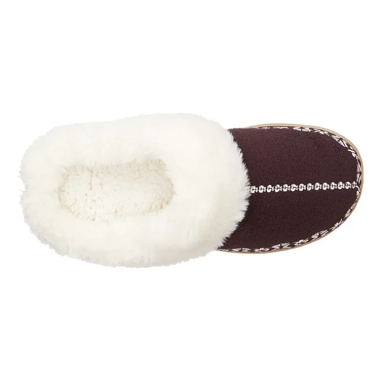 Isotoner Clara Emroidered Microsuede Hoodback Womens Memory Foam Clog Slippers