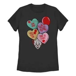 It Candy Corny Hearts Tee Womens Juniors Crew Neck Short Sleeve Regular Fit Graphic T-Shirt
