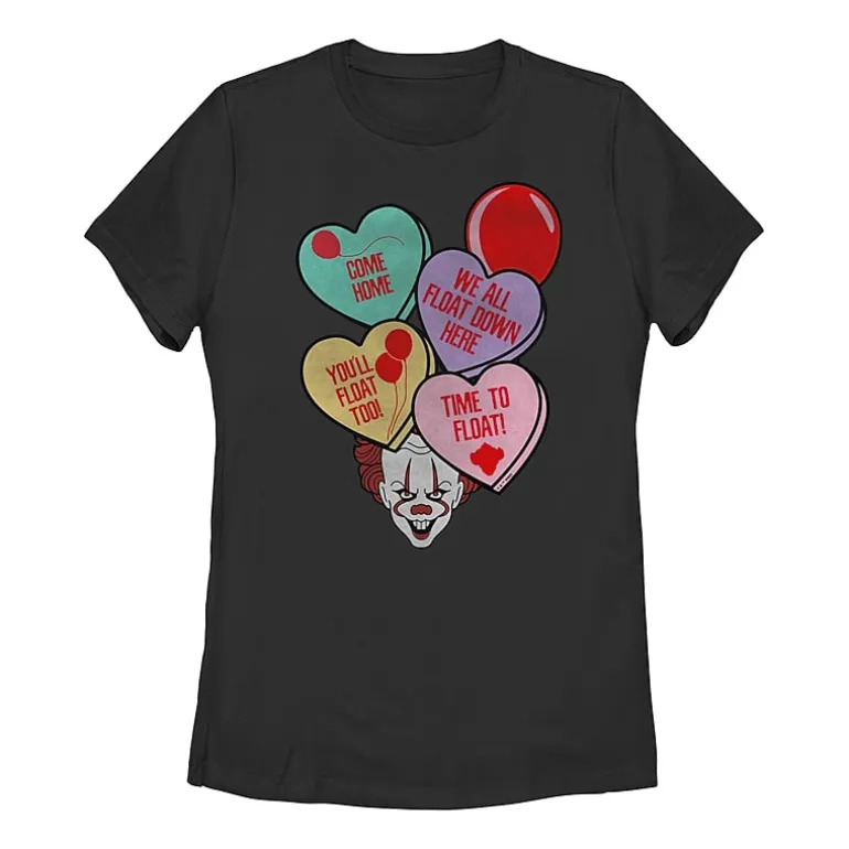 It Candy Corny Hearts Tee Womens Juniors Crew Neck Short Sleeve Regular Fit Graphic T-Shirt