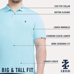 IZOD Advantage Performance Big and Tall Mens Classic Fit Short Sleeve Polo Shirt