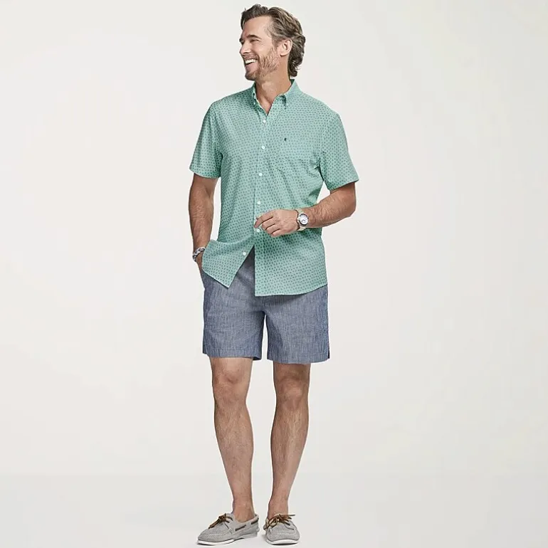 IZOD Breeze Mens Short Sleeve Athletic Fit Button-Down Shirt