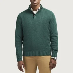 IZOD Button Mens Mock Neck Long Sleeve Pullover Sweater