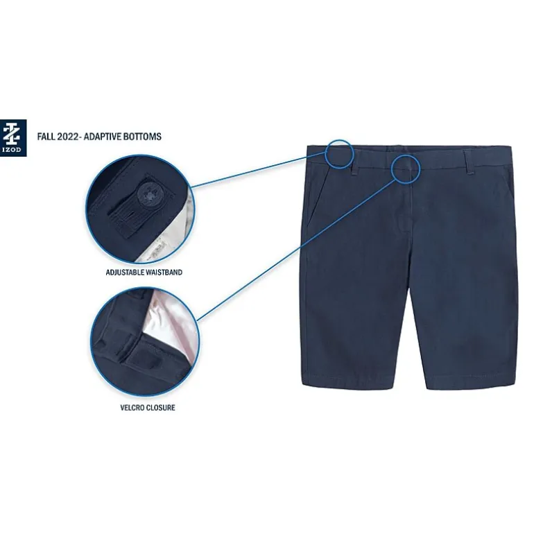 IZOD Little & Big Kid Girls Adaptive Stretch Fabric Adjustable Waist Adjustable Features Easy-on + Easy-off Bermuda Short