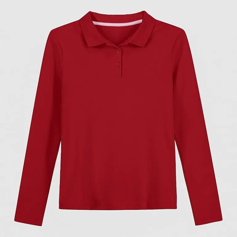 IZOD Little & Big Kid Girls Long Sleeve Regular Fit Stretch Fabric Polo Shirt