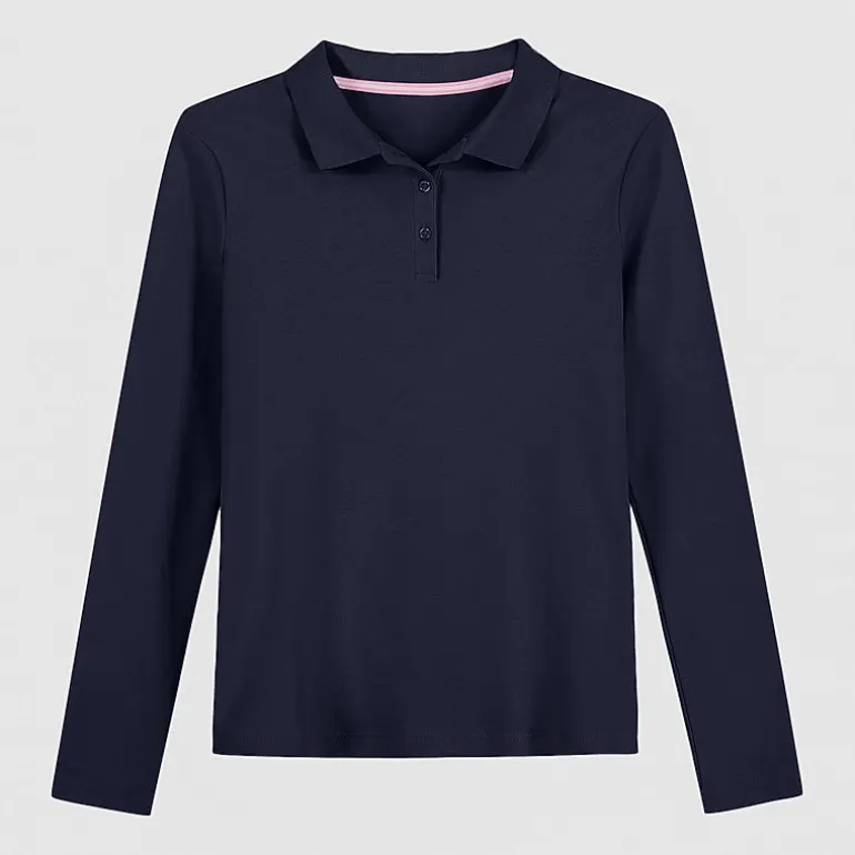 IZOD Little & Big Kid Girls Long Sleeve Regular Fit Stretch Fabric Polo Shirt