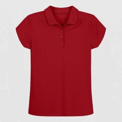 IZOD Performance Mesh Little & Big Kid Girls Short Sleeve Regular Fit Wrinkle Resistant Moisture Wicking Polo Shirt