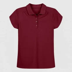 IZOD Performance Mesh Little & Big Kid Girls Short Sleeve Regular Fit Wrinkle Resistant Moisture Wicking Polo Shirt