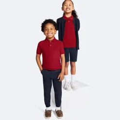 IZOD Performance Mesh Little & Big Kid Girls Short Sleeve Regular Fit Wrinkle Resistant Moisture Wicking Polo Shirt