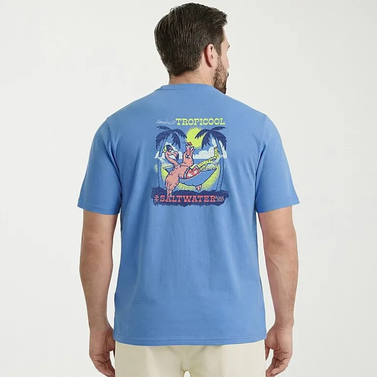 IZOD Saltwater Mens Crew Neck Short Sleeve Classic Fit Big and Tall Graphic T-Shirt
